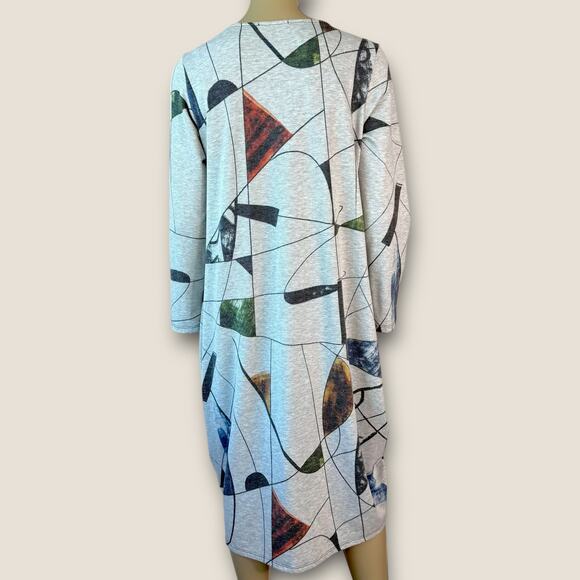 Jess & Jane Long Sleeve Abstract Fleece Lounge T Shirt Tunic Dress Size M Gray - Picture 4 of 13